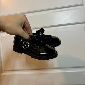 Old Navy Black Mary Janes with Flower Accent